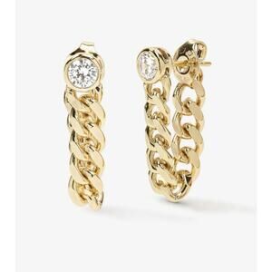 NEW Melinda Maria Julian Soft Chain Hoop Earrings Gold Tone White Diamondettes